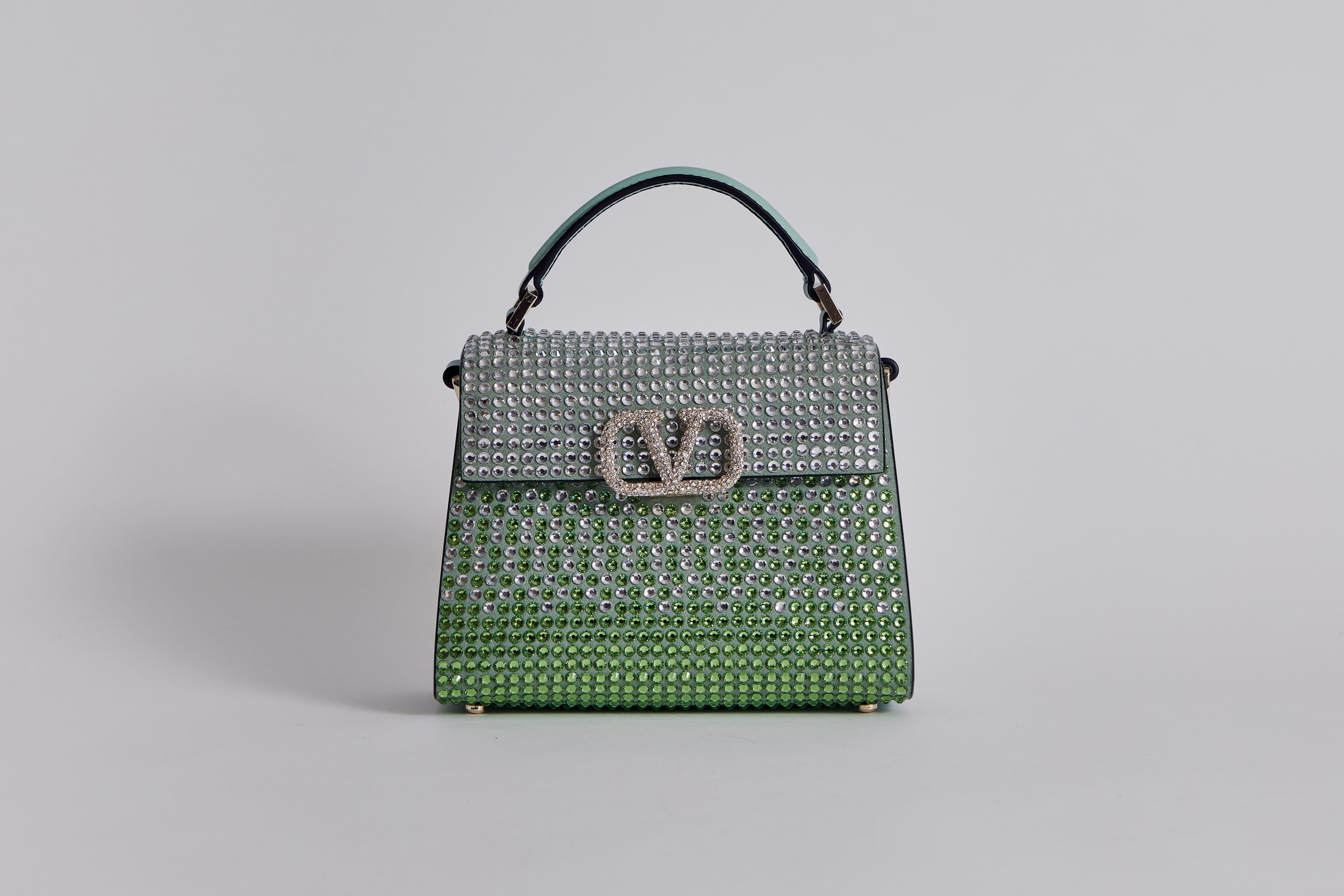 Mini Vsling Handbag With Rhinestones for Woman in Aquamarine