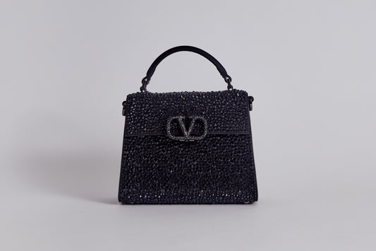 Valentino Mini Vsling handbag with rhinestones - Black