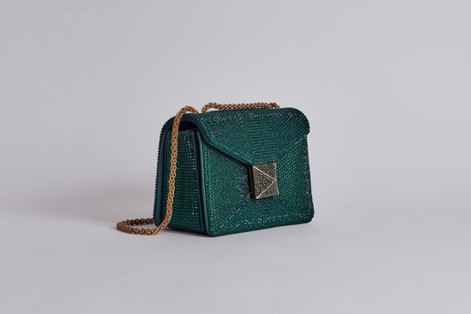 Valentino One Stud Bag with rhinestones - Emerald