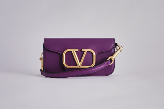 Valentino Loco Small Shoulder Bag in Calfskin - Purple