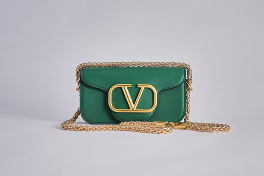 Valentino Loco Small Shoulder Bag in Calfskin - Green