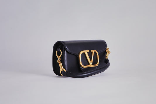 Valentino Loco Small Shoulder Bag in Calfskin - Black