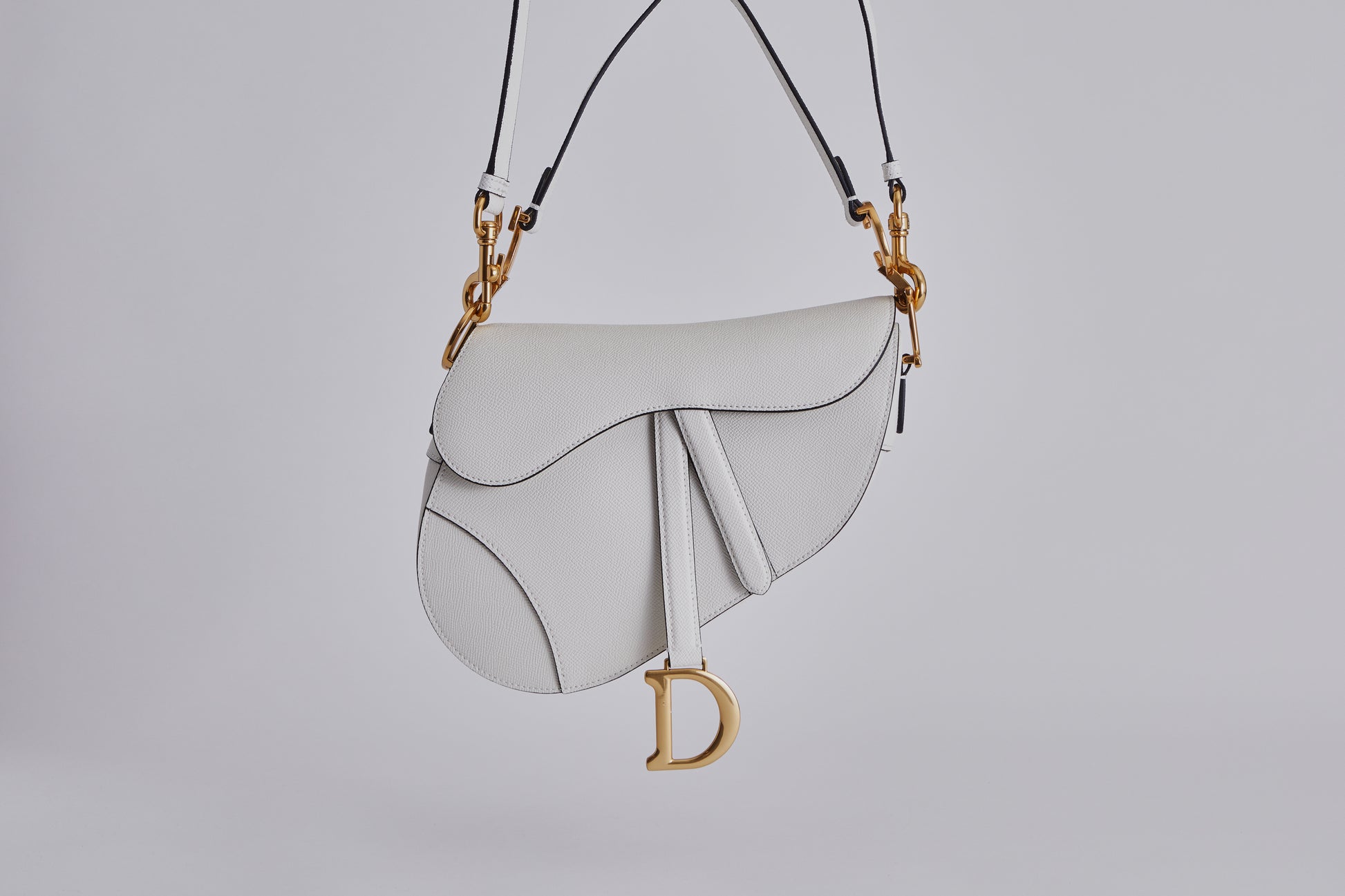Dior Saddle bag with strap white leather