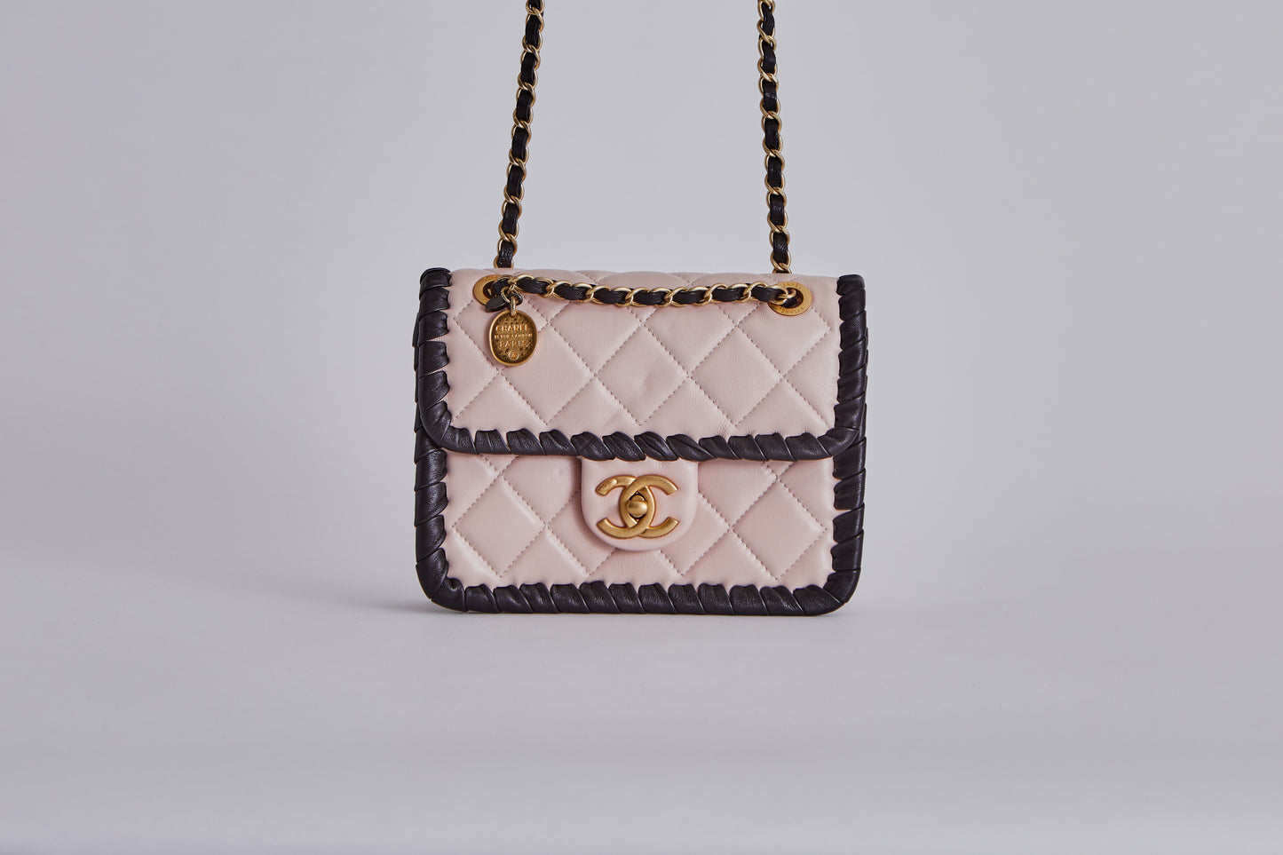 Chanel Pink and Black Quilted Lambskin Mini Flap Bag – Hire our